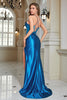 Load image into Gallery viewer, Sparkly Blue Corset Long Prom Dress with Slit