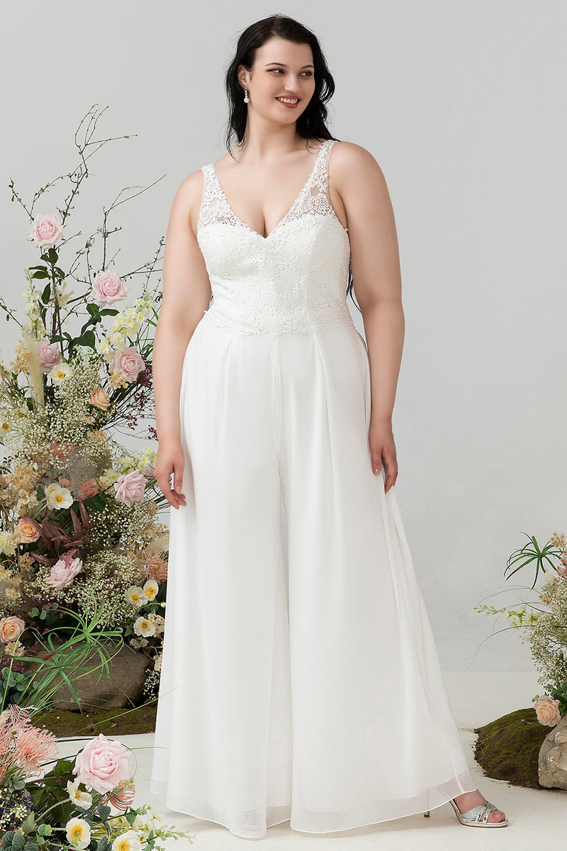 Load image into Gallery viewer, Ivory Lace &amp; Chiffon Jumpsuit for Wedding