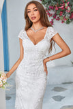 Ivory Mermaid Lace V-Neck Wedding Dress