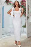 Simple Sheath Ivory Ankle-Length Wedding Dress